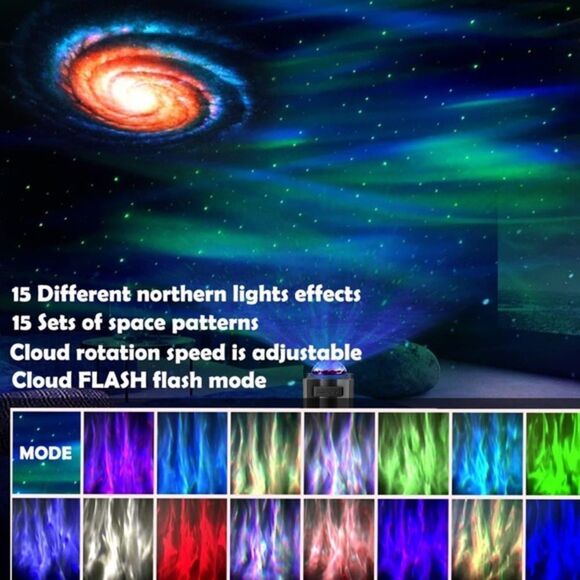 Galaxy Projector Northern Light Aurora Projector Bedroom Music Bluetooth Speaker - Picture 2 of 7